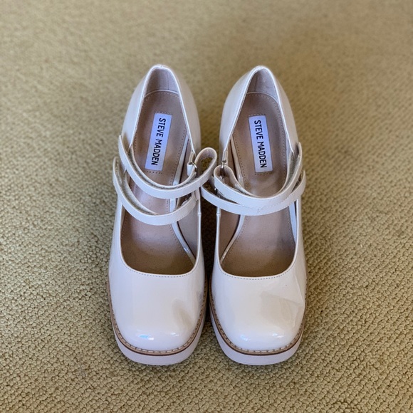 Steve Madden Twice Platform Pump Mary Jane Bone - Picture 2 of 8